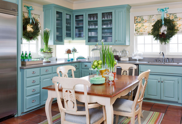 turquoise painted cabinets traditional kitchen