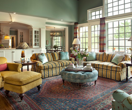 green traditional family room