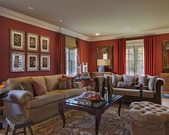 red eclectic living room