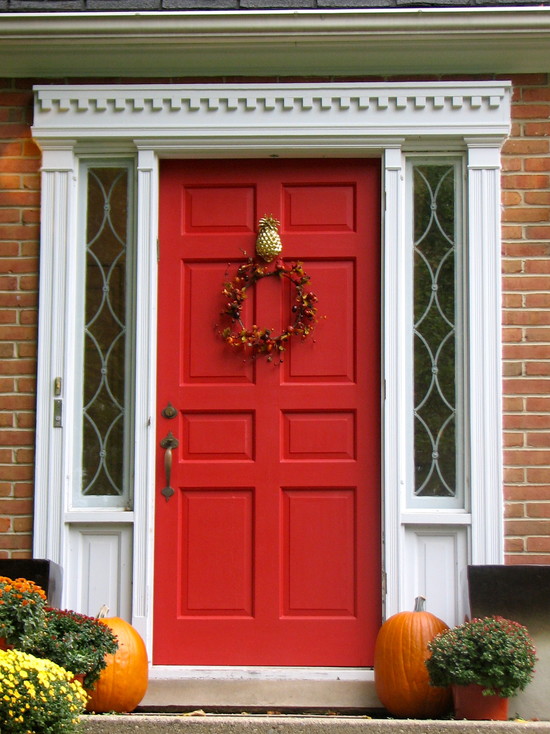 traditional exterior red door