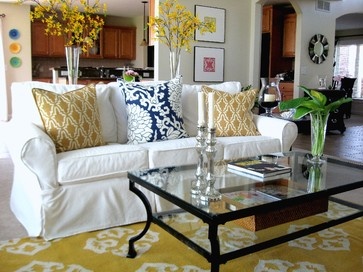living room with pop of color
